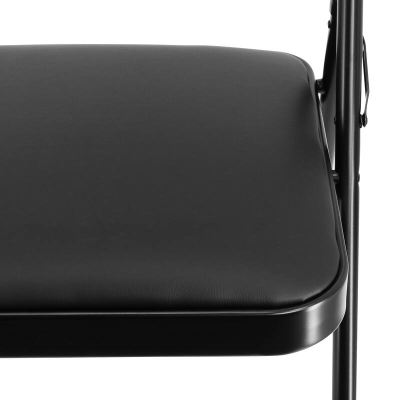 4 Piece Metal Folding Chair with Padded Seats in Black
