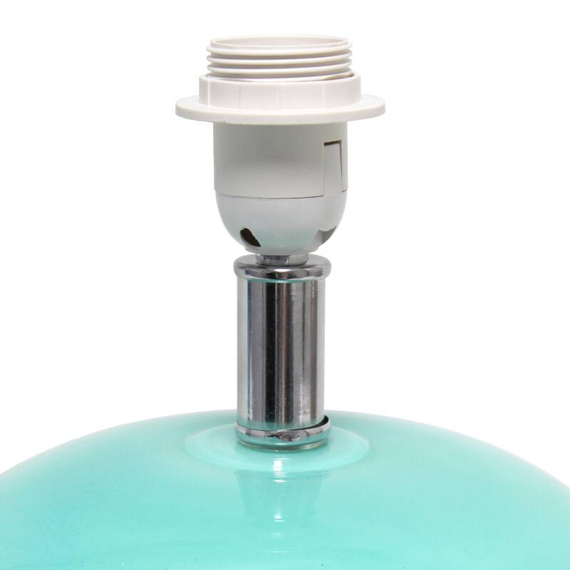 15.25 in. Aqua Finish Table Lamp with White Shade, Sturdy Table Lamp for Living Rooms and Bedrooms