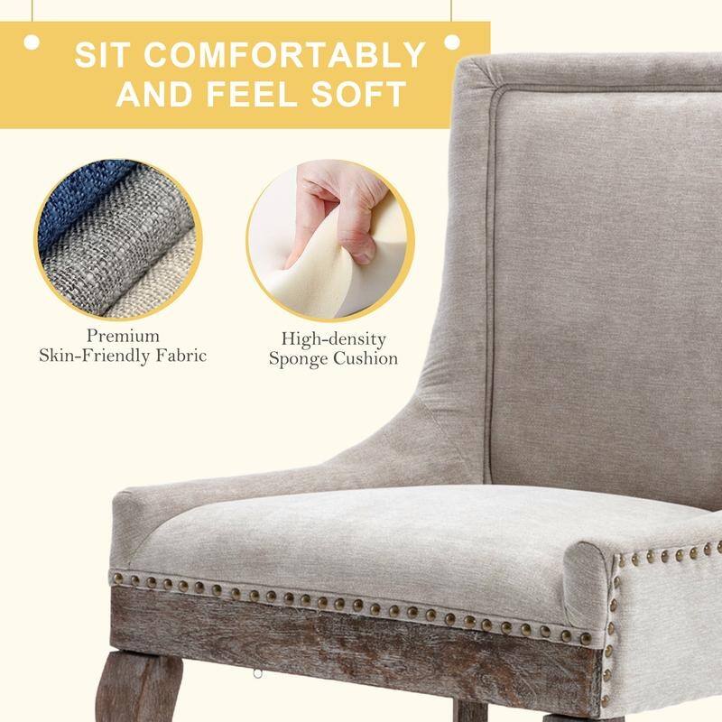 Thickened Side Dining Chair with Solid Wood Legs Set of 6