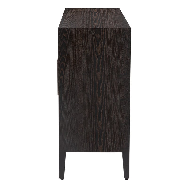 Wood Storage Cabinet with Three tempered glass doors and Adjustable Shelf