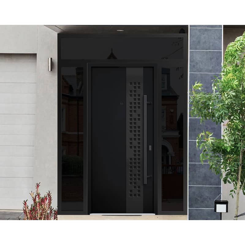 VDOMDOORS | Front Door Exterior Door | Fiberglass | Frame & Hardware Included | 18x80, Oak Entry Door Steel Entry Door