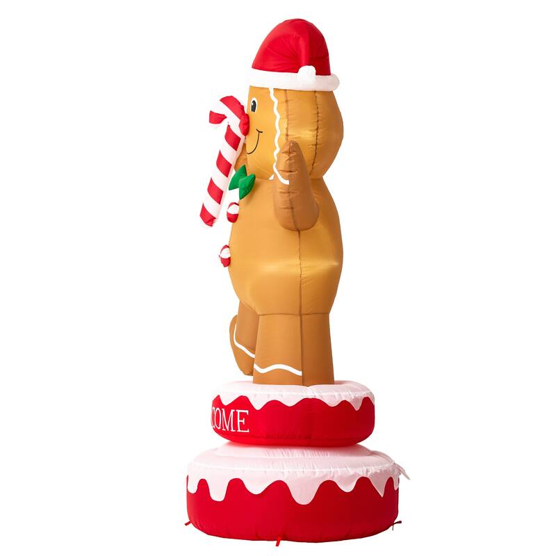 Glitzhome 6 FT Lighted Inflatable Rotating Snowman or Gingerbread Man Decor