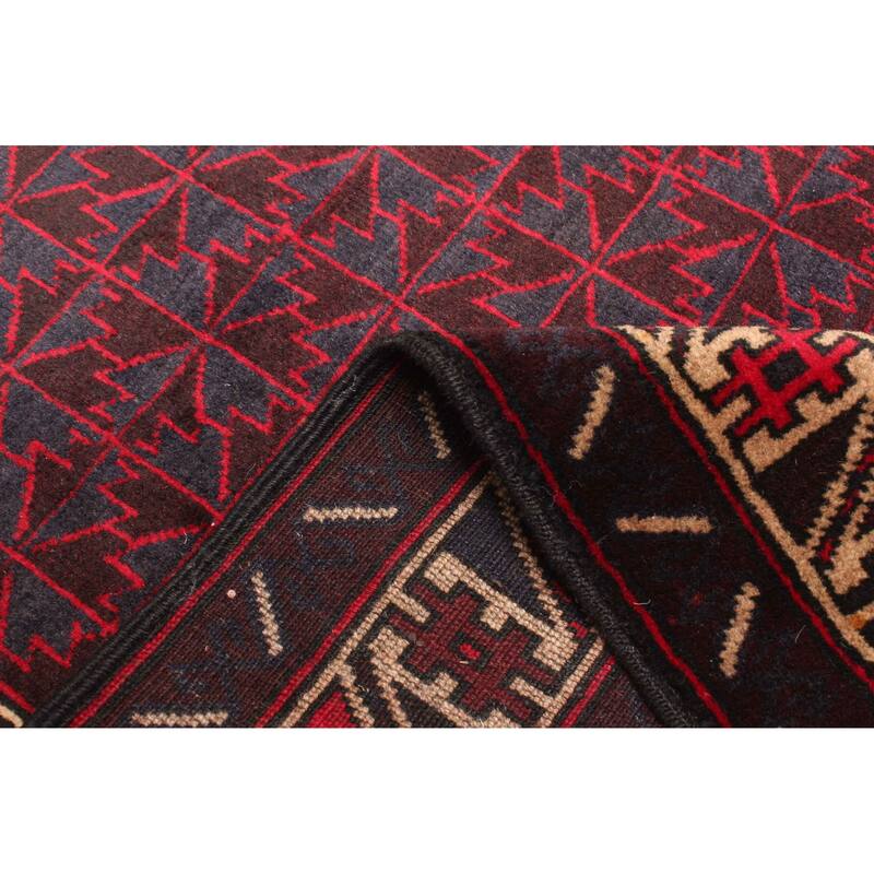 ECARPETGALLERY Hand-knotted Teimani Dark Burgundy Wool Rug - 2'11 x 4'9