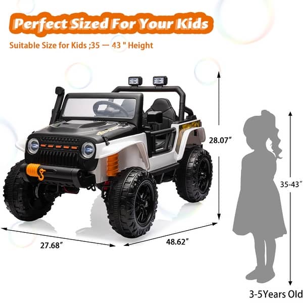 dimension image slide 3 of 5, 2 Seater Ride On Truck, with Parent Remote Control