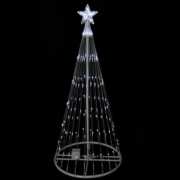 Shop 4' Polar White LED Light Show Cone Christmas Tree Lighted Outdoor ...