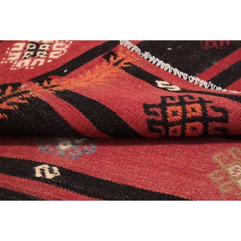 Hand Woven Oriental 100% Wool Carpet Southwestern Tribal Red Kilim Area Rug - 9' 8'' X 5' 11''
