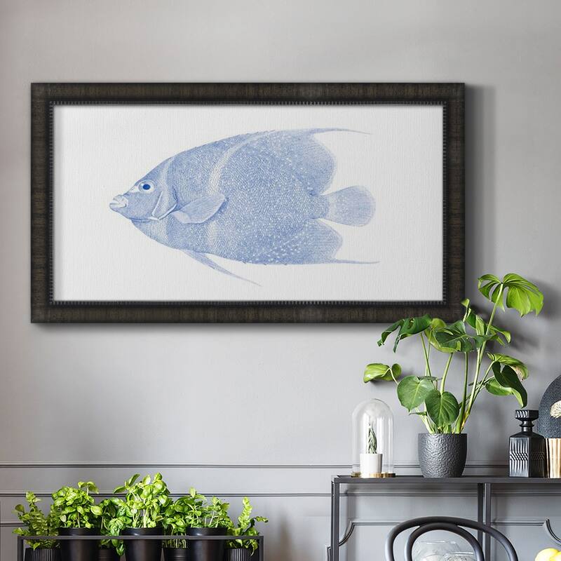 Blue & White Tropical Fish V Premium Framed Canvas- Ready to Hang