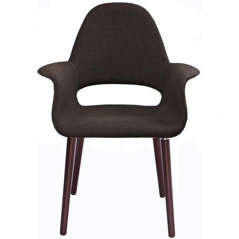 Organic Upholstered Fabric Modern Armchair with Dark Brown Wooden Legs for Dining Room Office or Accent Lounge Side Chair