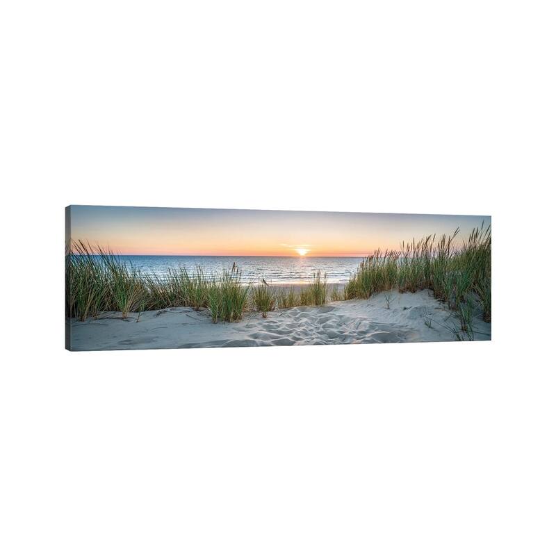 iCanvas "Dune beach panorama at sunset, North Sea coast, Germany" by Jan Becke Canvas Print