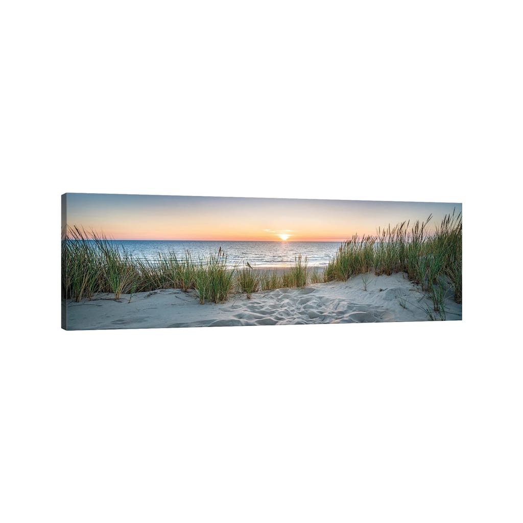 iCanvas "Dune beach panorama at sunset, North Sea coast, Germany" by Jan Becke Canvas Print