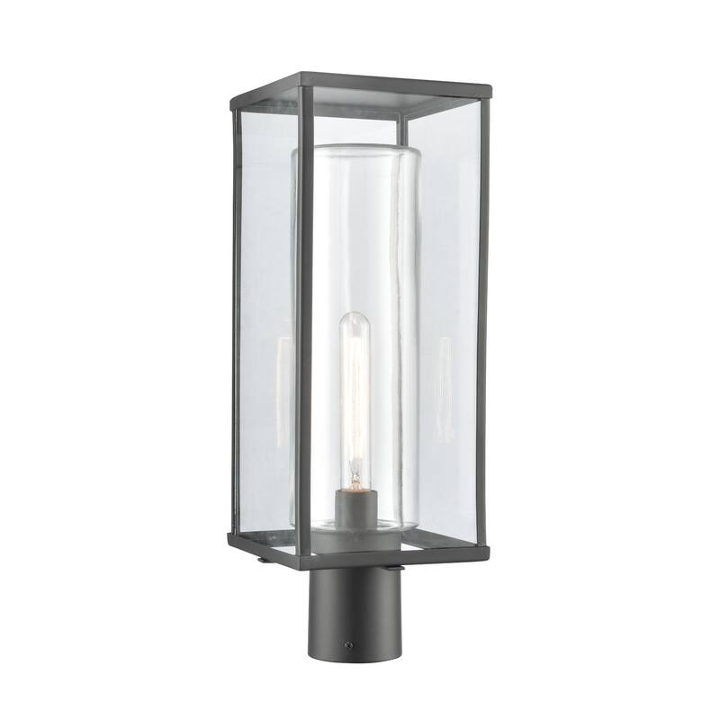 1-Light Rectangular Lantern Outdoor Post Light - 19.75" - Matte Black
