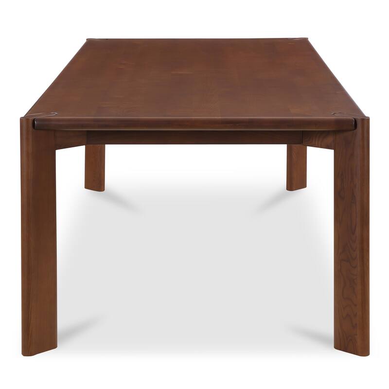 NADAAL STUDIOS Elowar Dining Table for 8, Rectangular Solid Kiln-Dried White Ash with Rounded Edges, Walnut Stained Ash