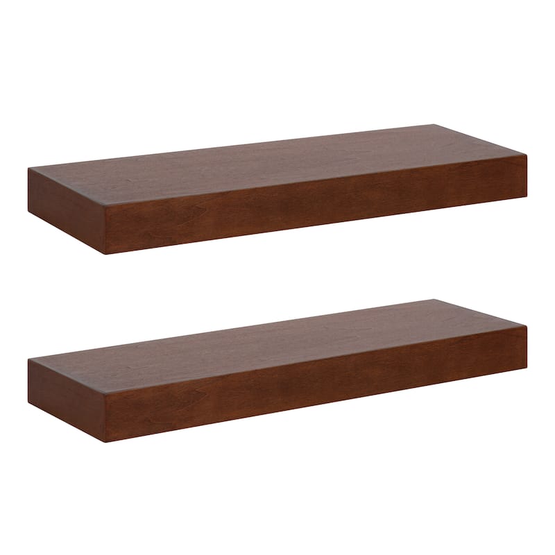 Kate and Laurel Havlock Wood Shelf Set - 2 Piece 24 inch - Walnut Brown