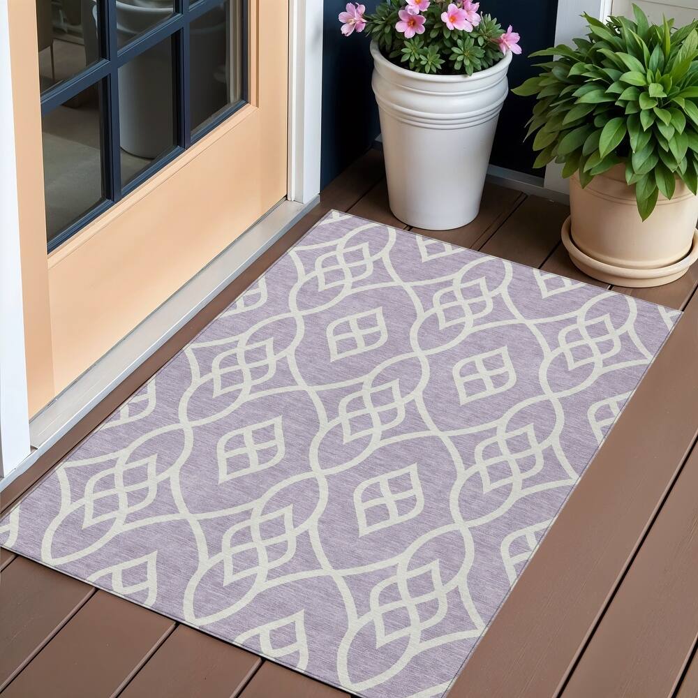 HomeRoots Trellis Transitional Rectangle Outdoor Rug