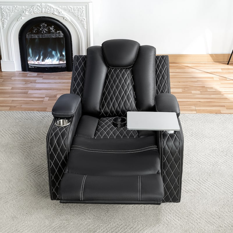 Premium Air Leather Home Theater Loveseat with LED Lights, Recliner with Built-in Speakers & Wireless Charging