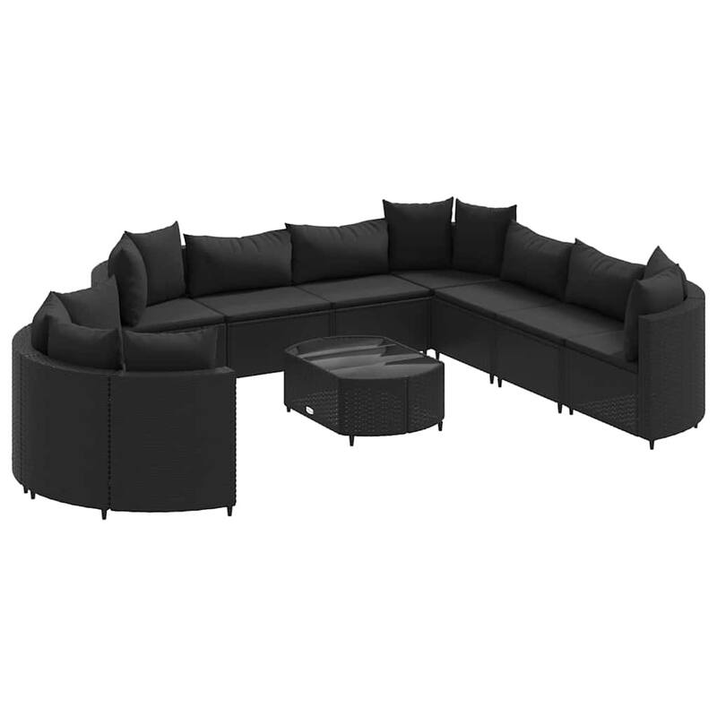 vidaXL Patio Sofa Set Set of 10 Black - 8.2 x 12.1 x 4.6