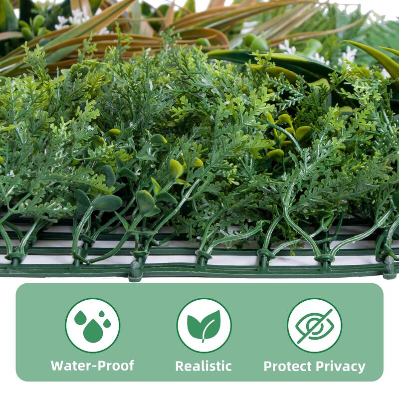 12 Pack Artificial Grass Wall Panels,20"x 20" Artificial Plant Wall Panels Fake Greenery Leaf Hedge