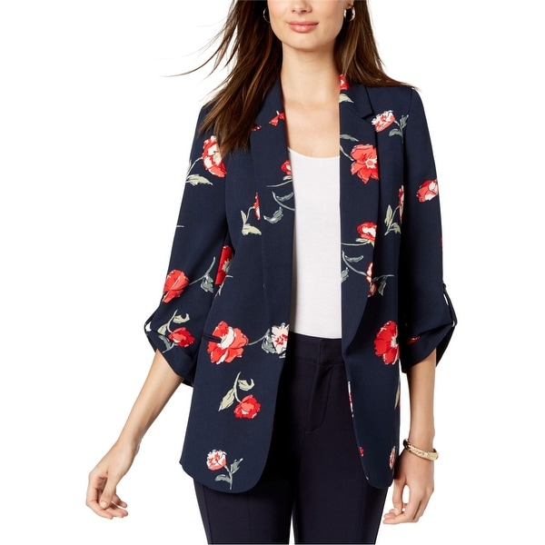 Nine West Womens Floral Blazer Jacket, blue, Small. Opens flyout.