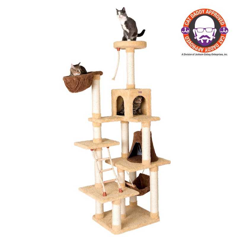 Real Wood Cat Climber Play House, Cat furniture With Playhouse,Lounge Basket