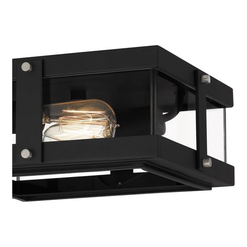 Beck 2-Light Earth Black Flush Mount with Clear Glass Shade