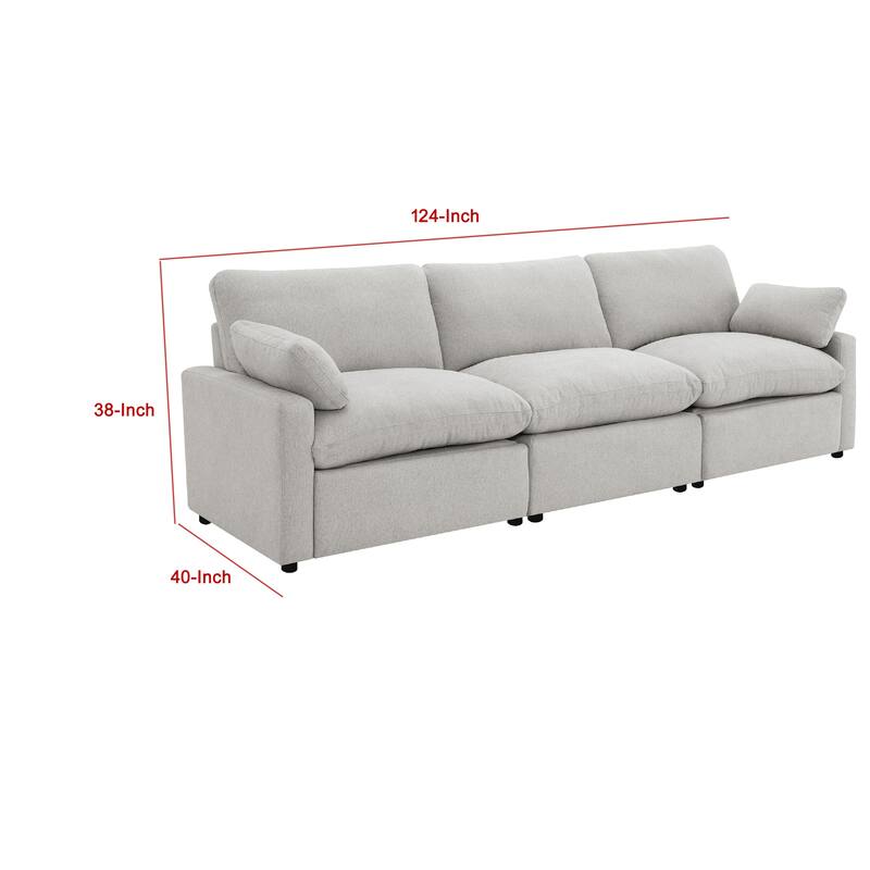 Biny Modular Power Reclining Sofa, 2 Pillows, Light Gray, 124 Inch