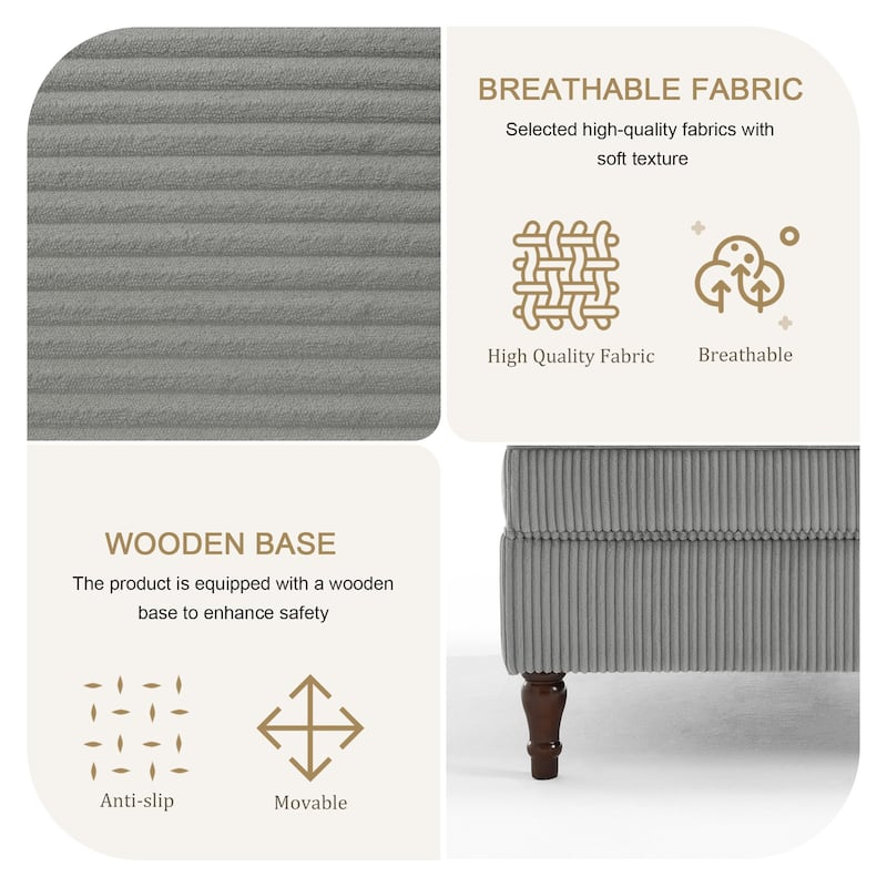 Corduroy Flip Top Dual-Use Storage Ottoman Coffee Table