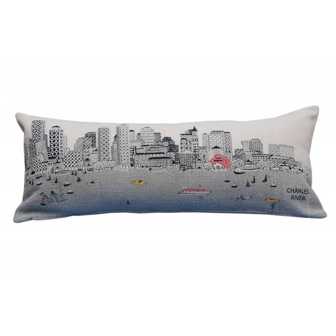HomeRoots 35" White Boston Daylight Skyline Lumbar Decorative Pillow
