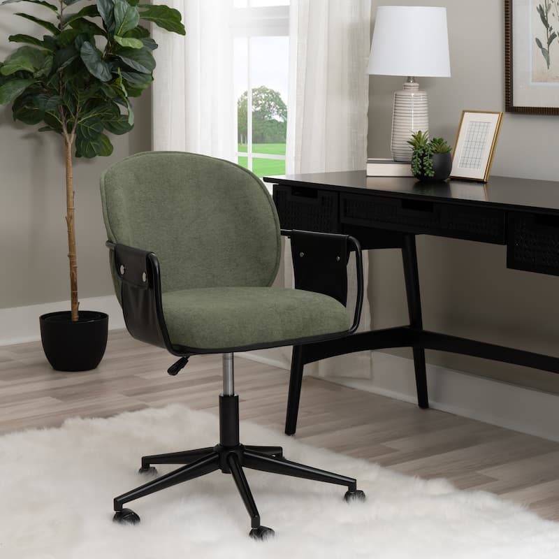 Karri Adjustable Office Chair with Black Base - Olive 