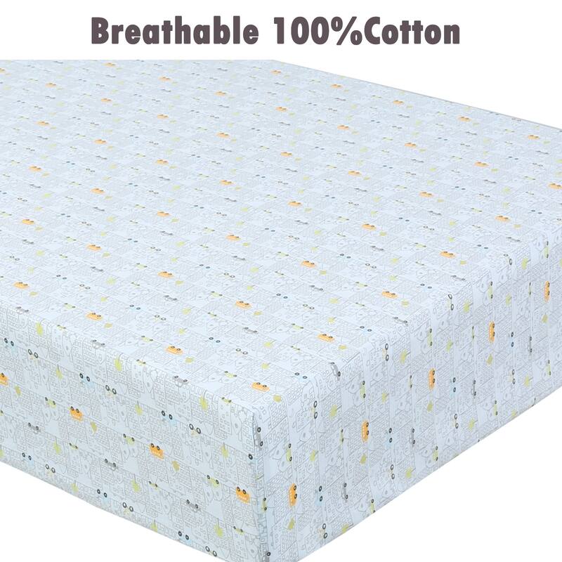 Polka Dot Animal Bear Friends ABC&123 Unisex Multi-color Cotton Toddler/Baby Crib Child Fitted Sheet Set (Pack of 3) - N/A