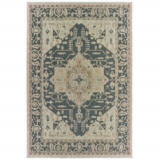 10' X 13' Grey Oriental Stain Resistant Indoor Outdoor Area Rug - 3'6 ...