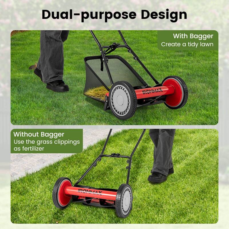Ironmax 16" Push Lawn Mower with 5-Blade 6.9 Gallon Removable Grass - See Details