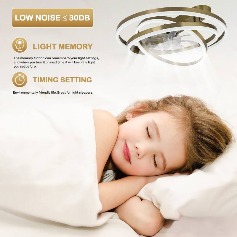 Bella Depot 24 Inch Modern Flush Mount Ceiling Fan with Dimmable Light, 6-Speed DIY Shade with Remote and APP Control - 23.6"
