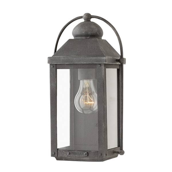 slide 1 of 5, Hinkley Anchorage Collection One Light 5W Med. LED Outdoor Small Wall Mount Lantern, Aged Zinc Aged Zinc