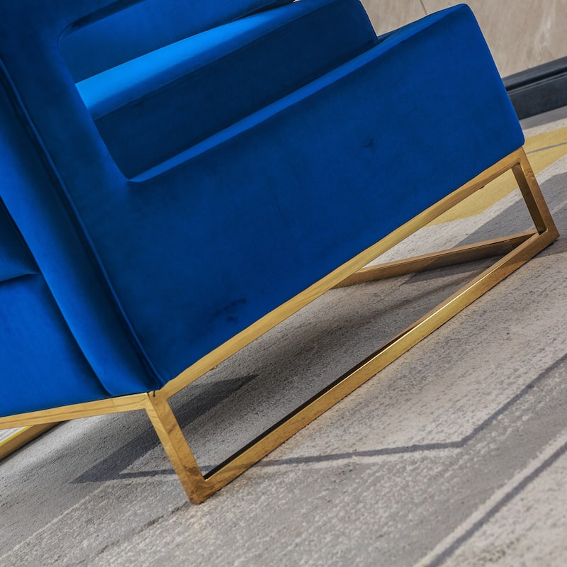 Blue 31.9" Velvet Arm Chair with Stainless Steel Base