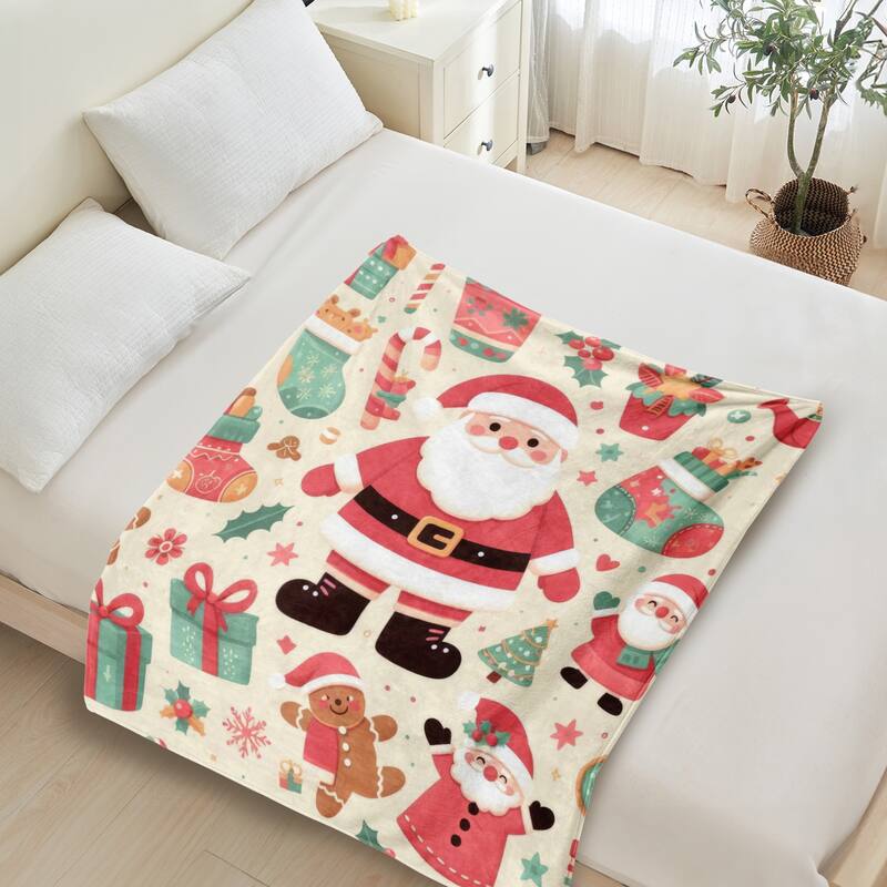Christmas Throw Blanket Holiday Xmas Gift Fleece Blanket