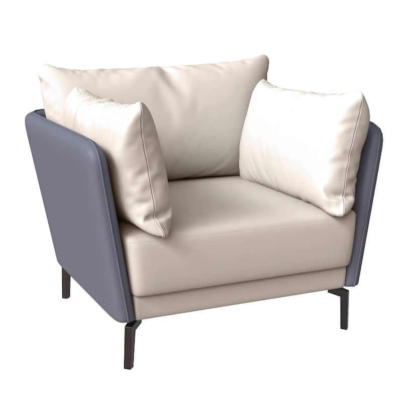 Luxify Modern Single-Seater Sofa in Upholstered PU Leather with Metal Legs for Living Room Accent Chair - Grey