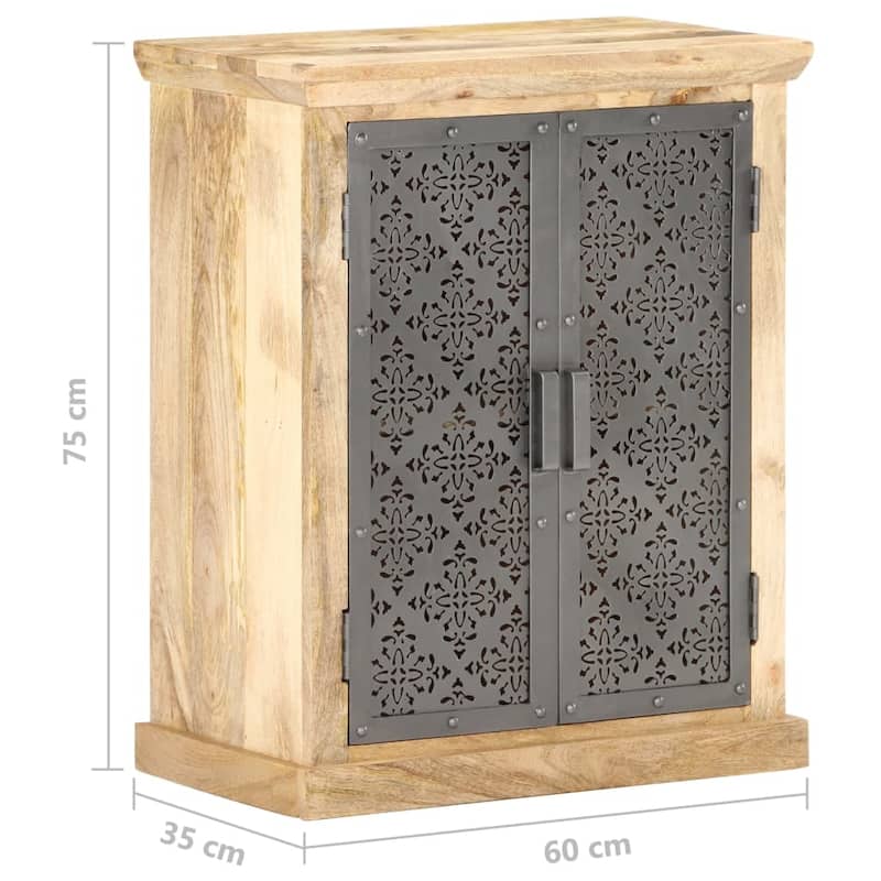 vidaXL Sideboard with Steel Doors 23.6"x13.8"x29.5" Solid Mango Wood