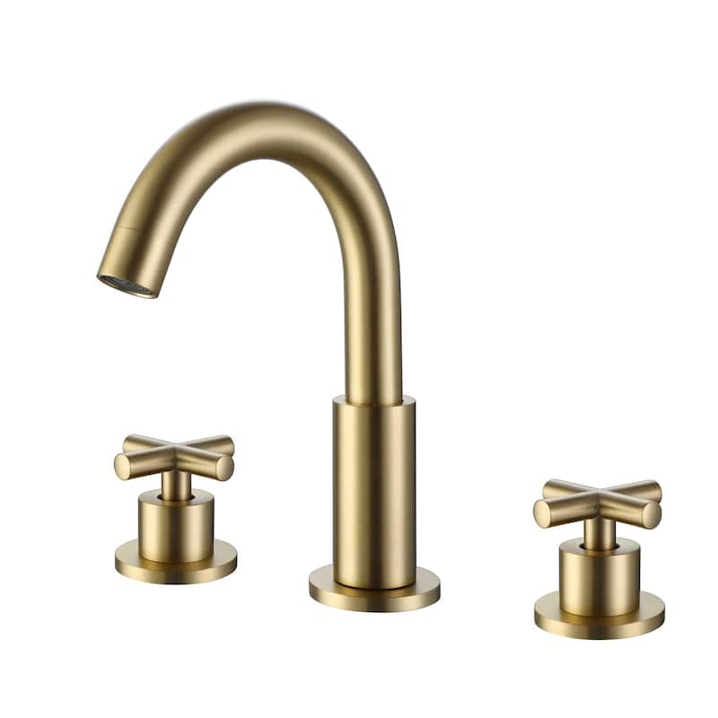 8 inch Widespread Bathroom Sink Faucet 3 Hole Bathroom Faucet 2 Handle Modern Basin Vanity Faucets Mixer Faucets With Valve - Brushed Gold