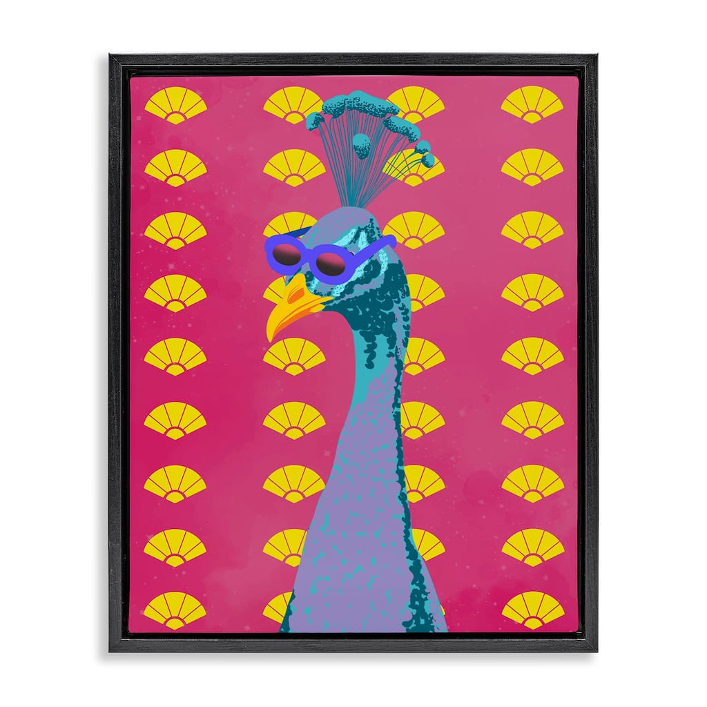 Stupell Vibrant Mod Peacock Framed Floater Canvas Wall Art Design By Marcus Prime