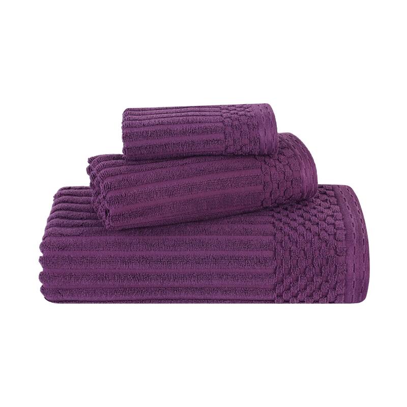 Blue Nile Mills Modern Ribbed 100% Cotton Quick-Dry 3-Piece Towel Set