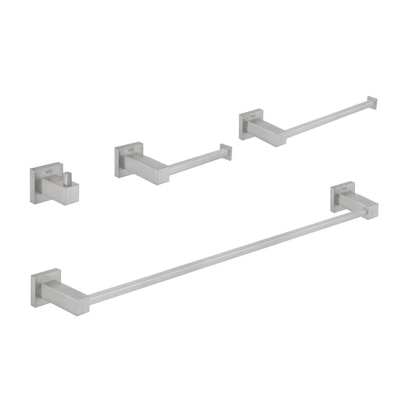 Cube 4 Piece Bathroom Hardware Set - Brush Nickel