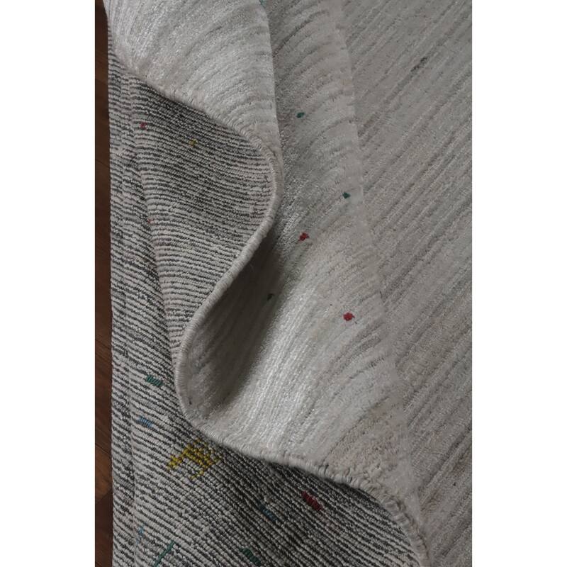 Hand Knotted Oriental 100% Wool Carpet Tribal Animal Pictorial Beige & Ivories Gabbeh Area Rug - 9' 11'' X 7' 9''