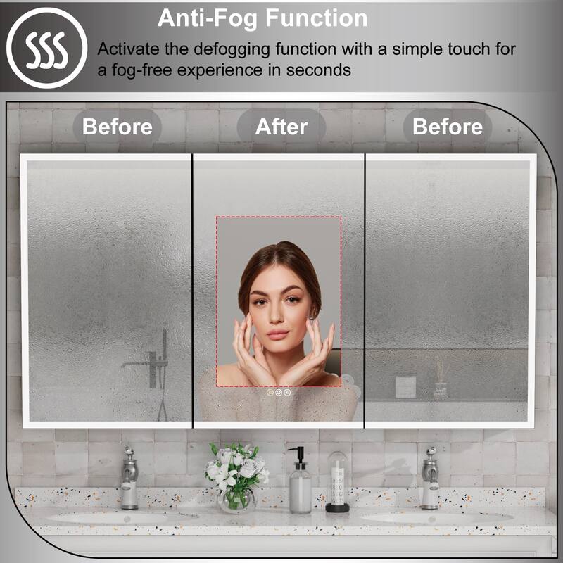 Kylo Aluminum LED Medicine Cabinet with Mirror, Dimmable, Anti-Fog, Recessed/Wall Mount