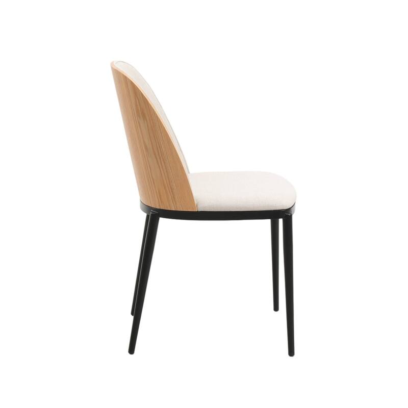 Dining Chair with Upholstered Seat and Back Side Chair with MDF Wood Frame in Black Steel