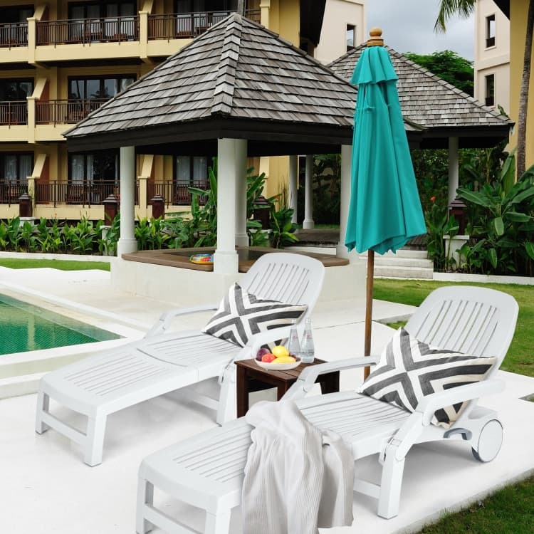Versatile Adjustable Outdoor Sun Lounger with All-Weather Wheels - 65.5" x 29" x16.5"-37" (L x W x H)