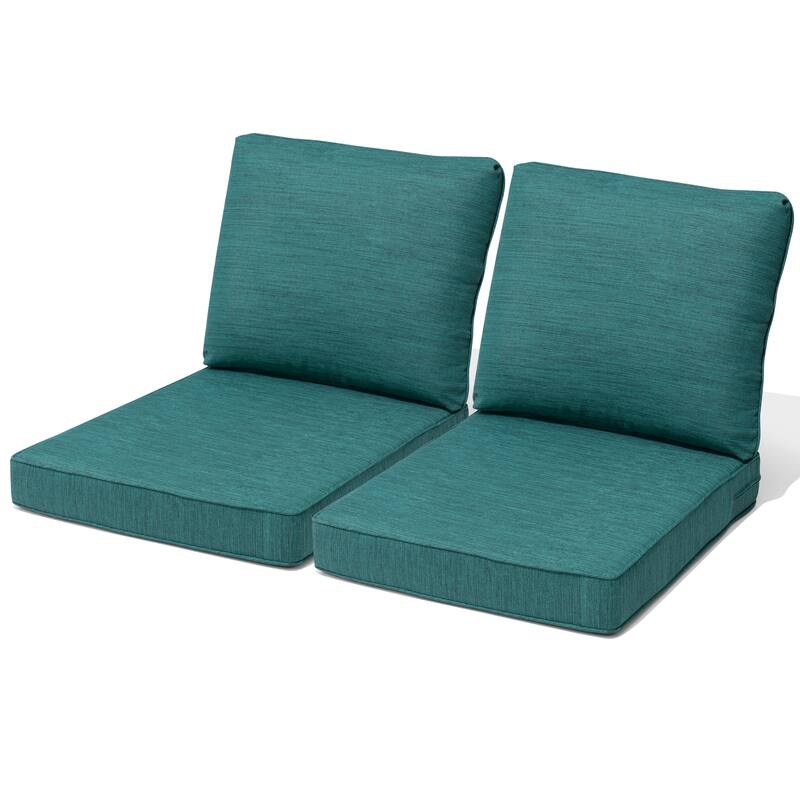 27.6 in W * 24.4 in D Outdoor Patio Deep Seat Cushion Chair Set - MALACHITE - 2PC
