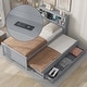 preview thumbnail 15 of 26, Twin Size Platform Kids Bed Frame with Storage Headboard, USB, Twin Size Trundle and 3-Drawers for Bedroom, White Grey