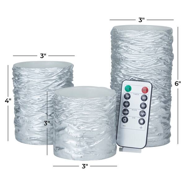 dimension image slide 2 of 5, Resin Traditional Flameless Candle (Set of 3) - S/3 6"4"3"H