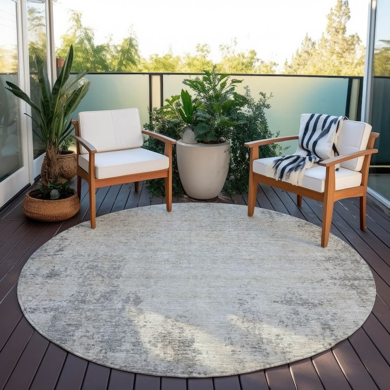 Machine Washable Indoor/ Outdoor Chantille Rug - Gray - 8' x 8'