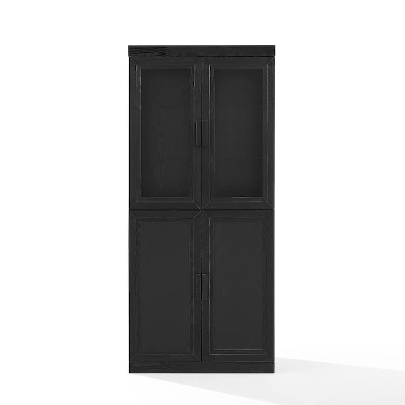 Crosley Essen Pantry Storage Cabinet With Glass Door Hutch